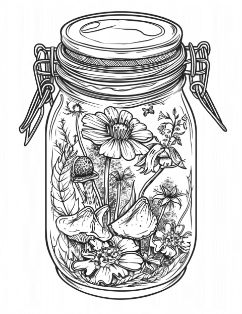 250 Life Inside Jar Coloring Pages For Adults 5