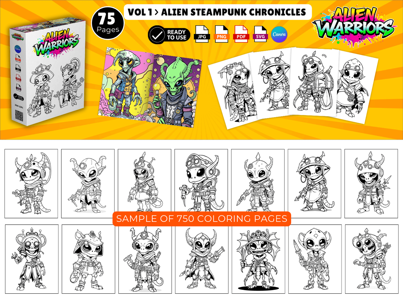 Alien Warriors Coloring Pack Preview 1