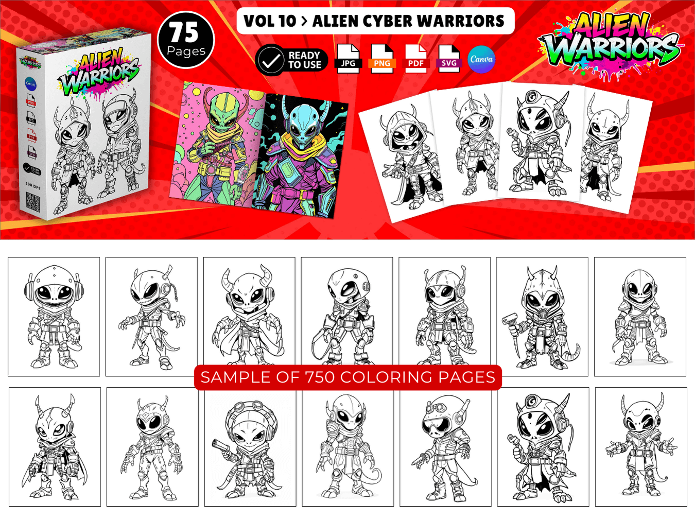 Alien Warriors Coloring Pack Preview 10